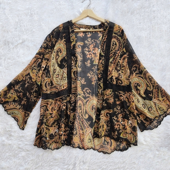 Soft Surroundings Tops - Soft Surroundings Plus Size Sheer Paisley Lace Kimono